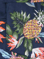 PLAME AUBE|パイナップル花柄 ネイビーアロハシャツ