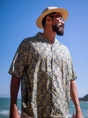 キューバカラー レトロ 半袖シャツ