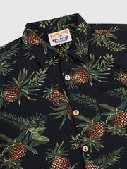 PLAME AUBE|パイナップル柄 黒 アロハシャツ