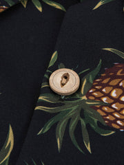 PLAME AUBE|パイナップル柄 黒 アロハシャツ