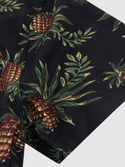 PLAME AUBE|パイナップル柄 黒 アロハシャツ