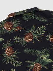 PLAME AUBE|パイナップル柄 黒 アロハシャツ