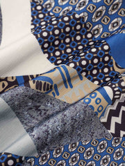 青い パッチワーク柄 アロハシャツ