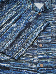 青いデータ ブロック柄 アロハシャツ