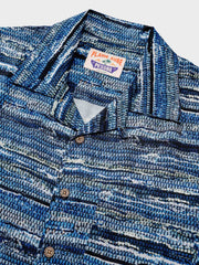 青いデータ ブロック柄 アロハシャツ