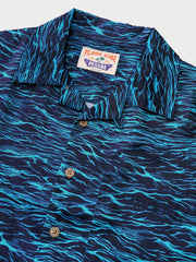 ブルーウェーブ柄 アロハシャツ