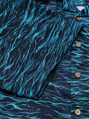 ブルーウェーブ柄 アロハシャツ