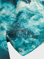 PLAME AUBE|ペイズリー柄 ブルーアロハシャツ