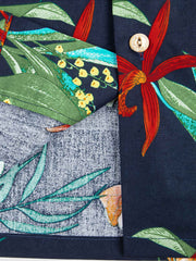 PLAME AUBE|花柄 ネイビーアロハシャツ