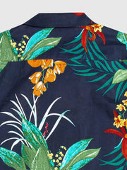 PLAME AUBE|花柄 ネイビーアロハシャツ