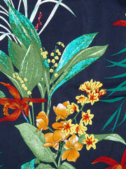 PLAME AUBE|花柄 ネイビーアロハシャツ