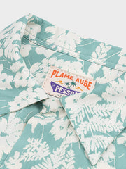 PLAME AUBE|白花柄 浅いブルーアロハシャツ