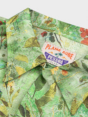 PLAME AUBE|植物柄 緑色アロハシャツ