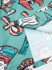 PLAME AUBE|碧緑色 エジプト アロハシャツ