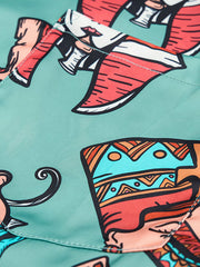 PLAME AUBE|碧緑色 エジプト アロハシャツ