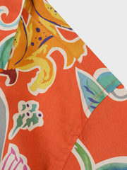 PLAME AUBE|オレンジ花柄 アロハシャツ