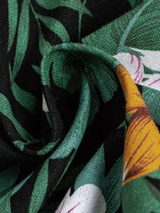 ハワイ花柄 黒色アロハシャツ