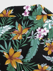 ハワイ花柄 黒色アロハシャツ