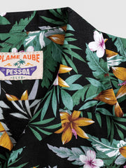 PLAME AUBE|花柄 黒アロハシャツ