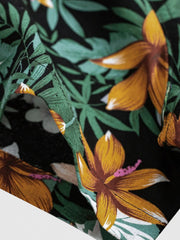 PLAME AUBE|花柄 黒アロハシャツ