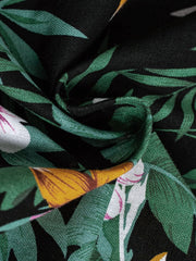 PLAME AUBE|花柄 黒アロハシャツ