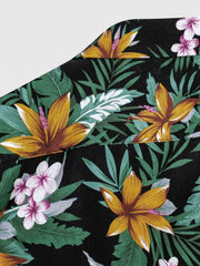 PLAME AUBE|花柄 黒アロハシャツ