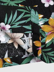 PLAME AUBE|花柄 黒アロハシャツ