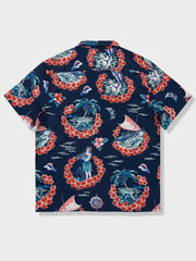 朱槿と島の美女柄 アロハシャツ