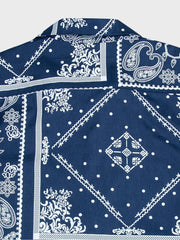 PLAME AUBE|ネイビー ペイズリー柄アロハシャツ