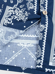 PLAME AUBE|ネイビー ペイズリー柄アロハシャツ