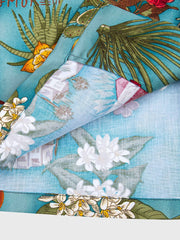 PLAME AUBE|植物柄 青いアロハシャツ