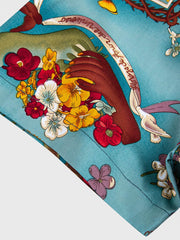 PLAME AUBE|植物柄 青いアロハシャツ