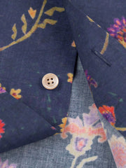花柄ブルー アロハシャツ