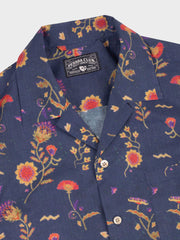 花柄ブルー アロハシャツ