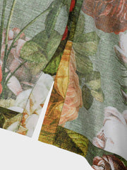 PLAME AUBE|花柄 淡い緑色アロハシャツ