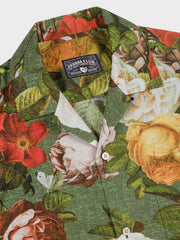 PLAME AUBE|花柄 淡い緑色アロハシャツ