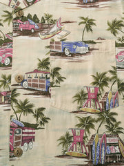 ヤシの木柄 ベージュ アロハシャツ