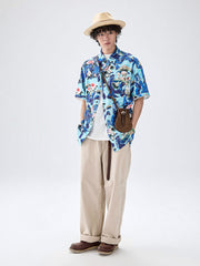3色展開 花柄 コットン キューバシャツ