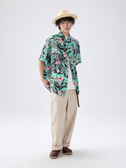 3色展開 花柄 コットン キューバシャツ