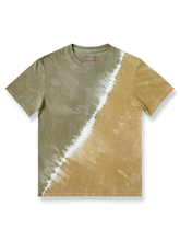 植物染めのアシンメトリーバイカラータイダイTシャツ正面が見える商品画像