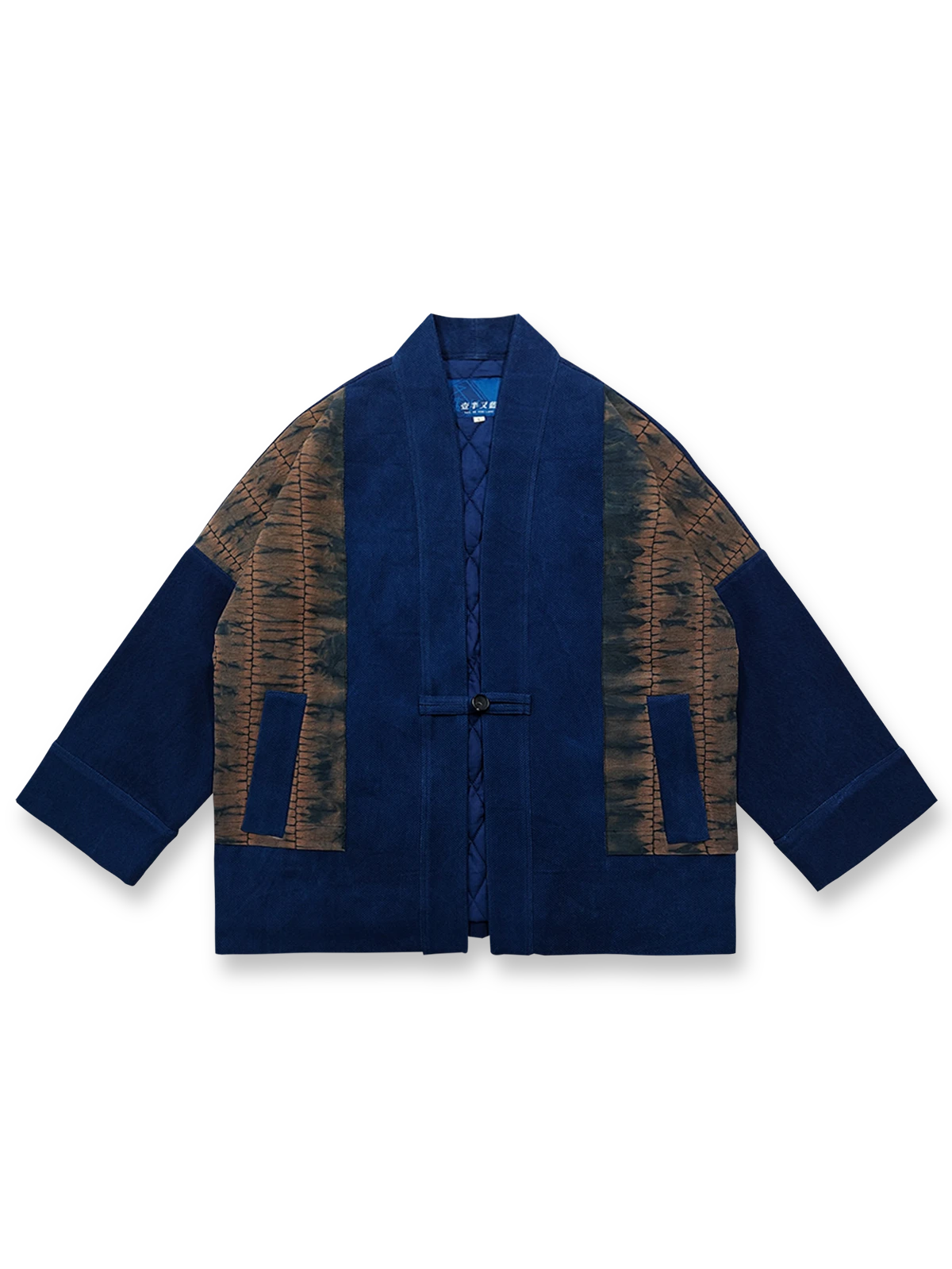 藍染め手織り布とピンチワークが特徴の植物染めはんてん。