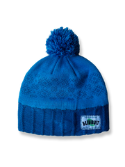 植物染めのスノーフレーク柄ニットハット、裏起毛付きで暖かく快適