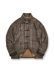 植物染めワイルドシルク素材を使用したクラシックなスタンドカラージャケット