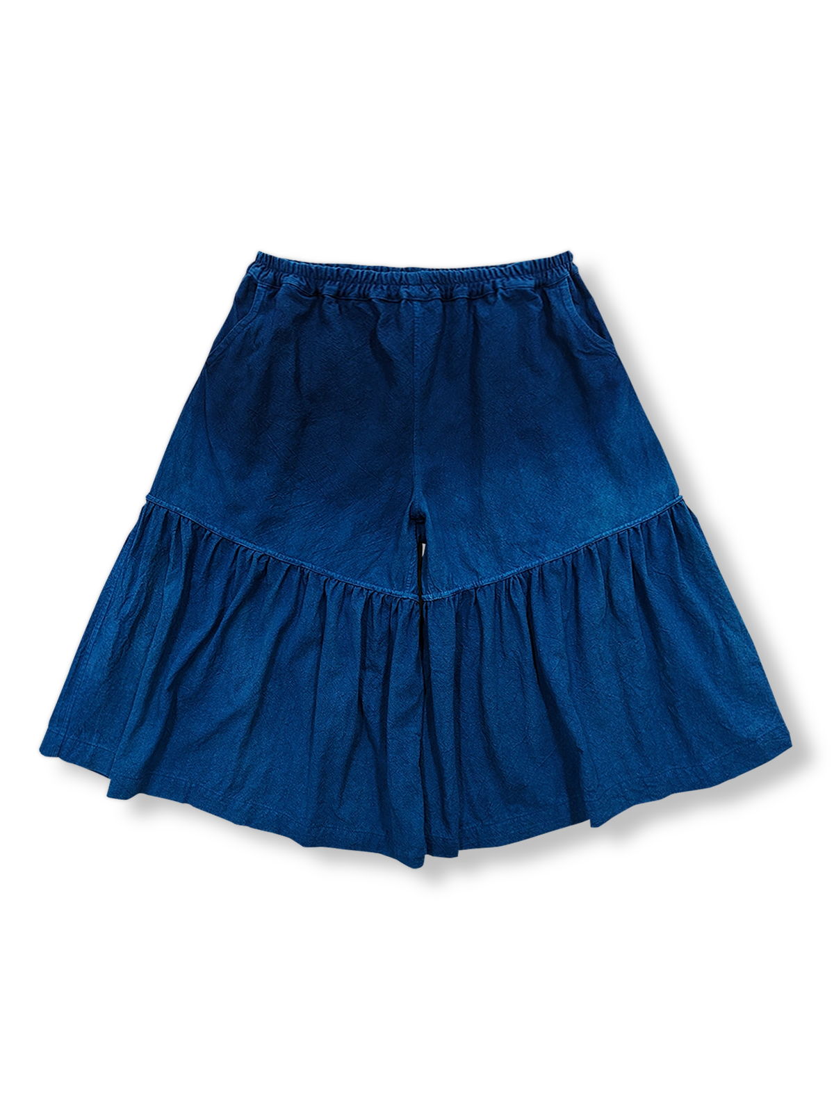 植物藍染グラデーションプリーツパンツの全体が見える商品画像