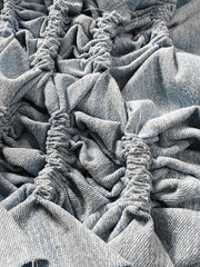 植物藍染ストライプタイダイキューバ襟シャツ