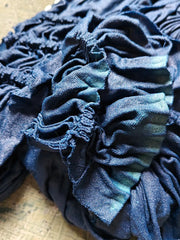 植物藍染ストライプタイダイキューバ襟シャツ