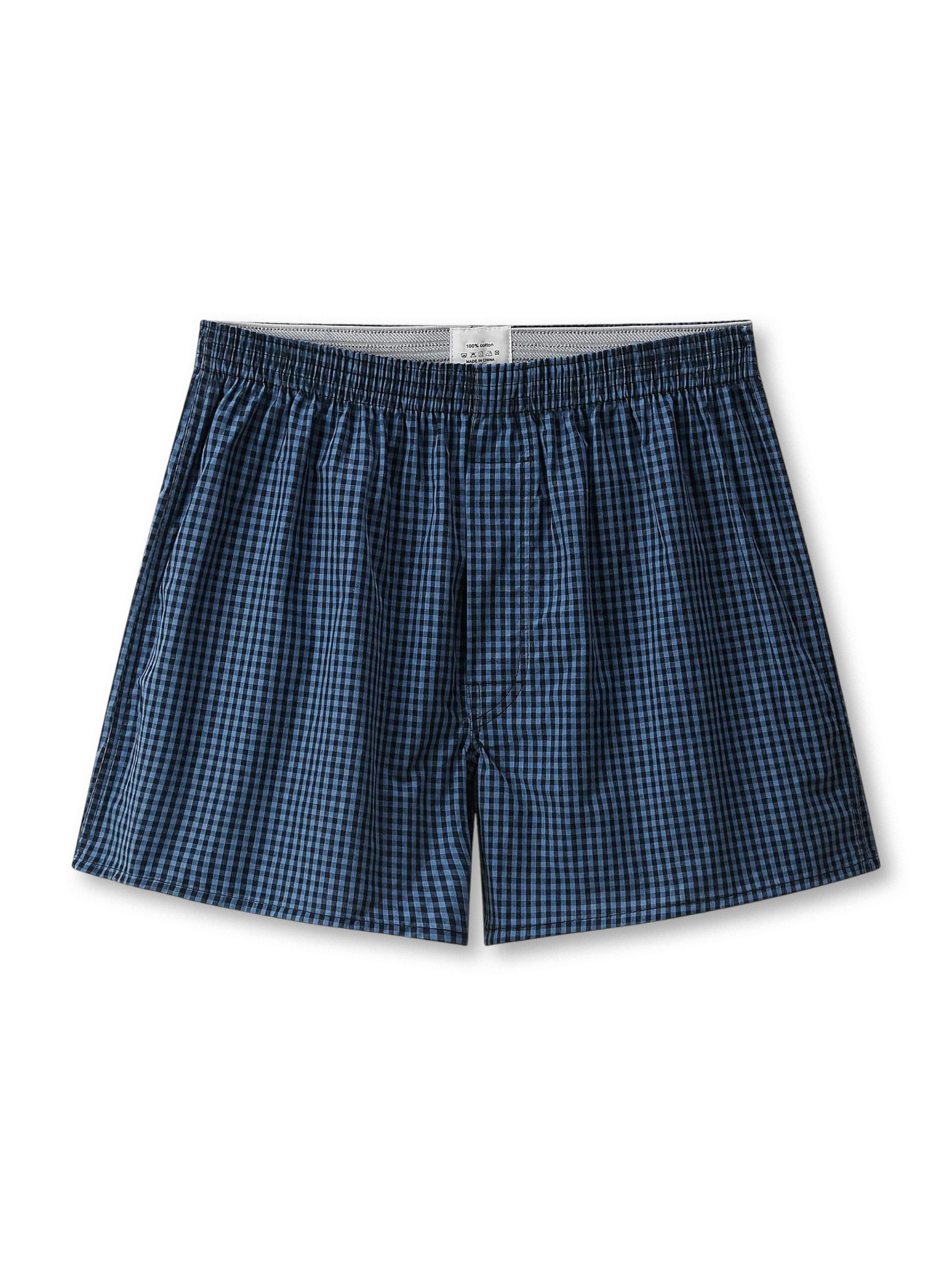 シームレス裁断とチェック柄が特徴の快適なコットンボクサーブリーフ