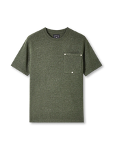 真鍮リベット付きパッチポケットが映えるテンセルリネン混紡ニットTシャツ