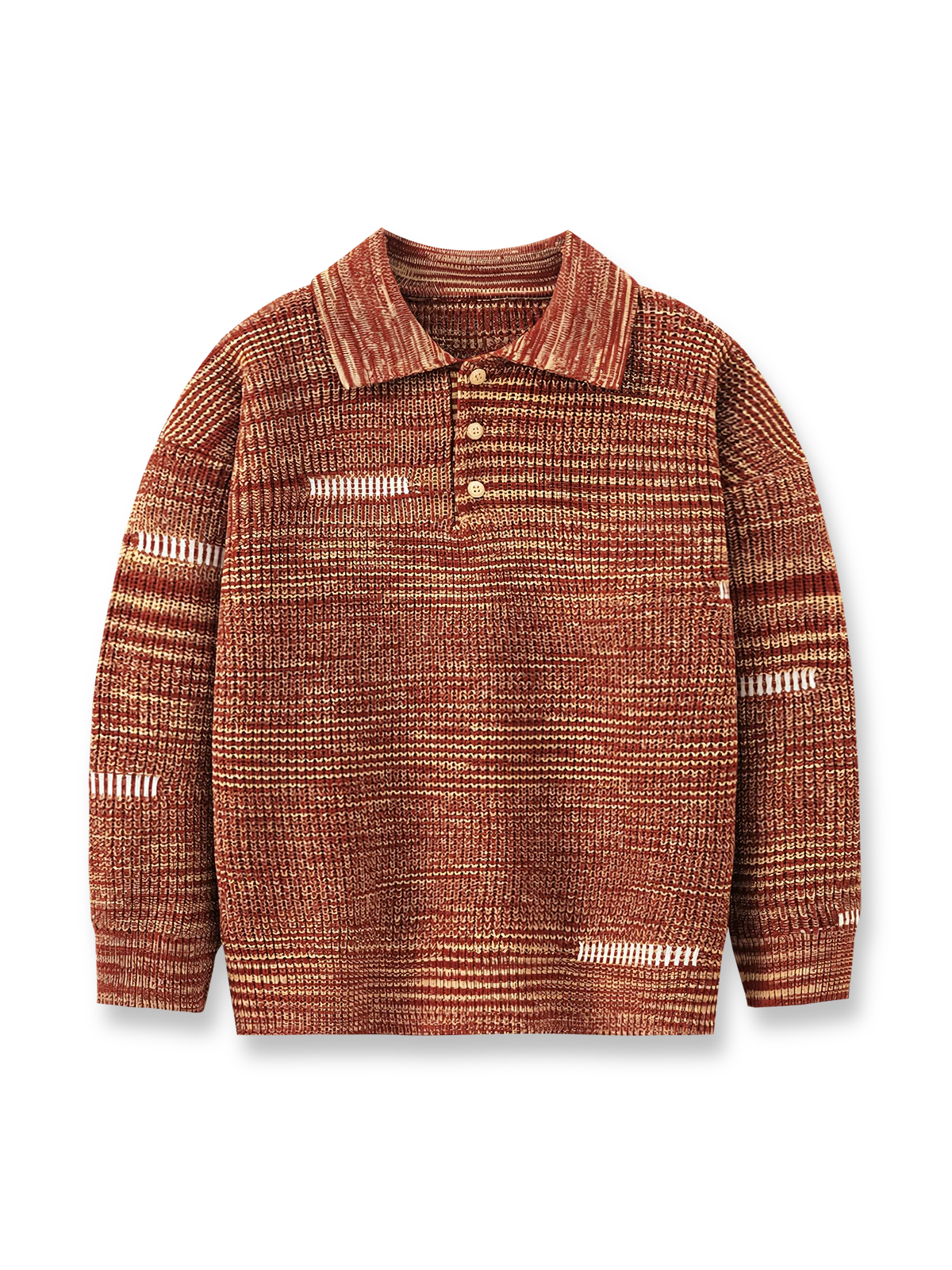 ポロカラーのニットセーター。