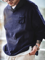 コットン POLO長袖シャツ